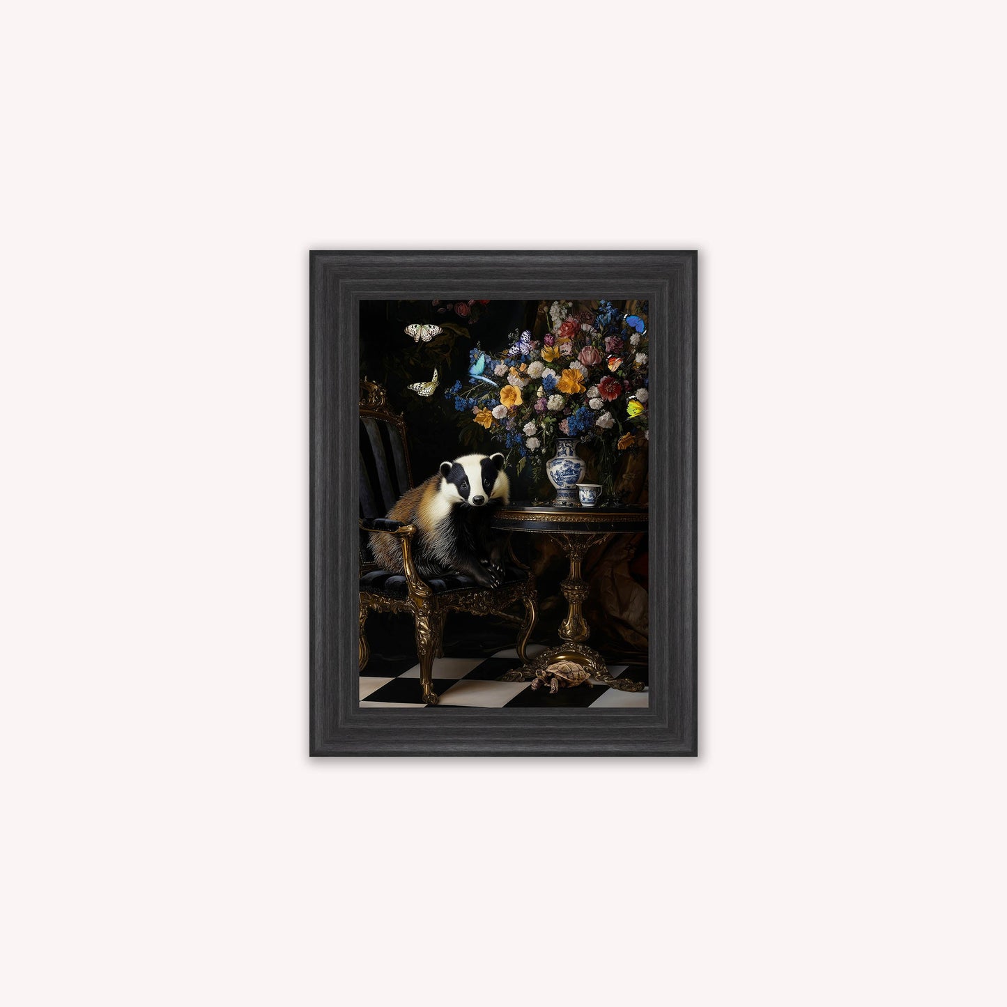 Luxury Velvet Art Print - Stately Home Curiosity Badger Framed Wall Art