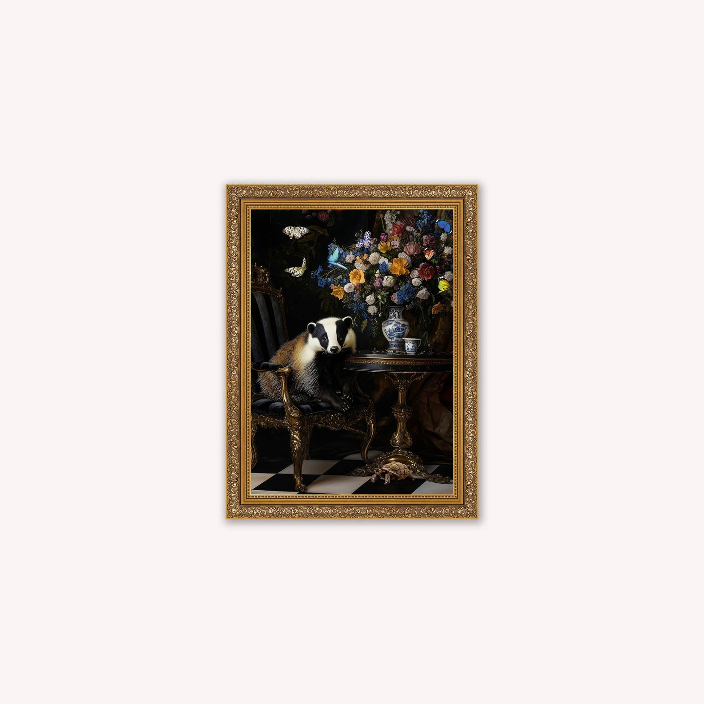 Luxury Velvet Art Print - Stately Home Curiosity Badger Framed Wall Art