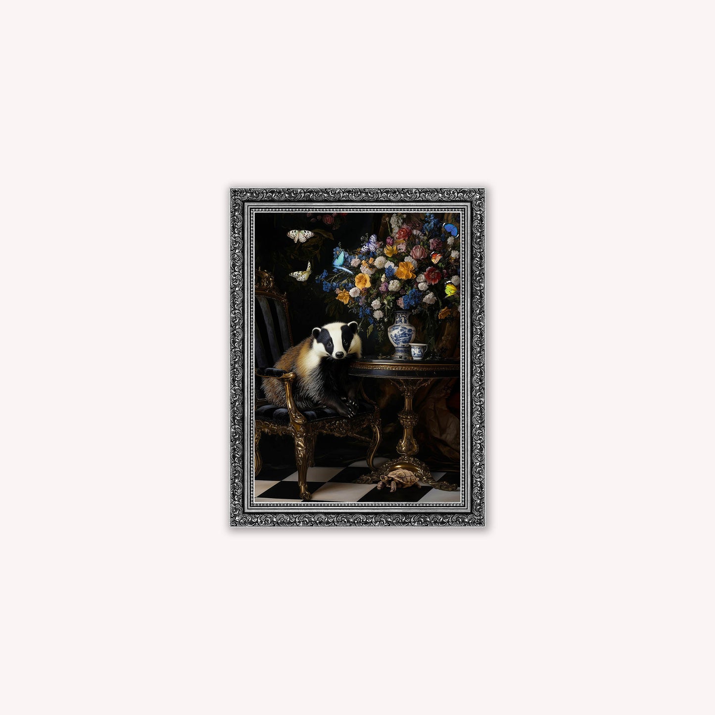 Luxury Velvet Art Print - Stately Home Curiosity Badger Framed Wall Art