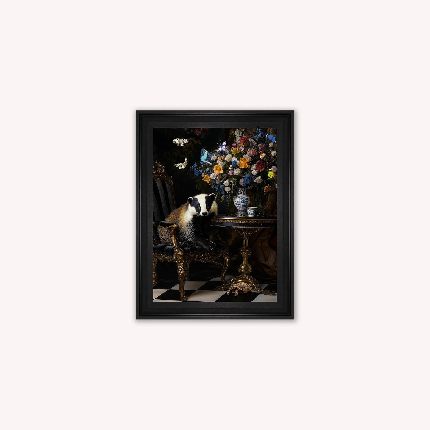 Luxury Velvet Art Print - Stately Home Curiosity Badger Framed Wall Art