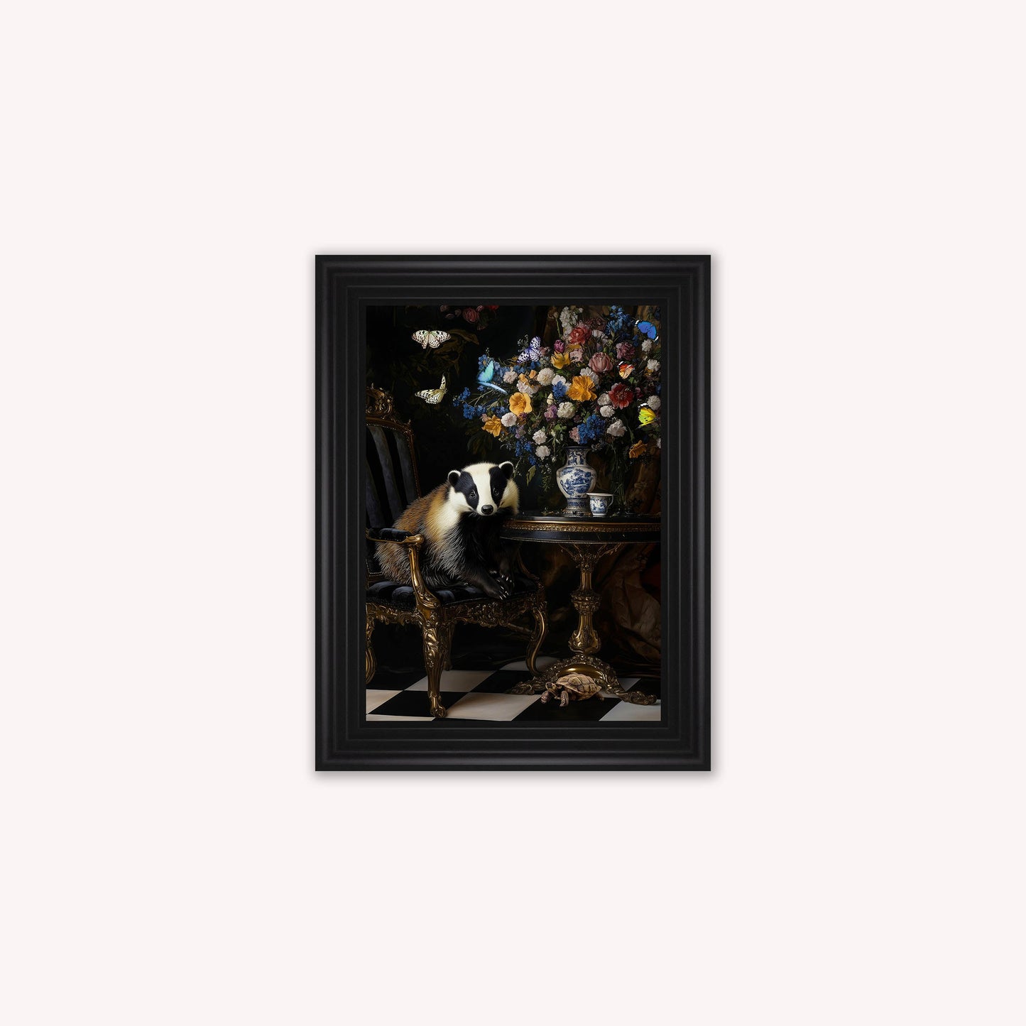 Luxury Velvet Art Print - Stately Home Curiosity Badger Framed Wall Art