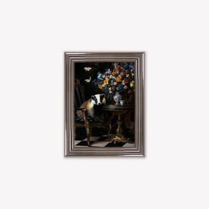 Luxury Velvet Art Print - Stately Home Curiosity Badger Framed Wall Art