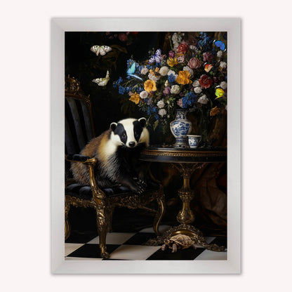 Luxury Velvet Art Print - Stately Home Curiosity Badger Framed Wall Art