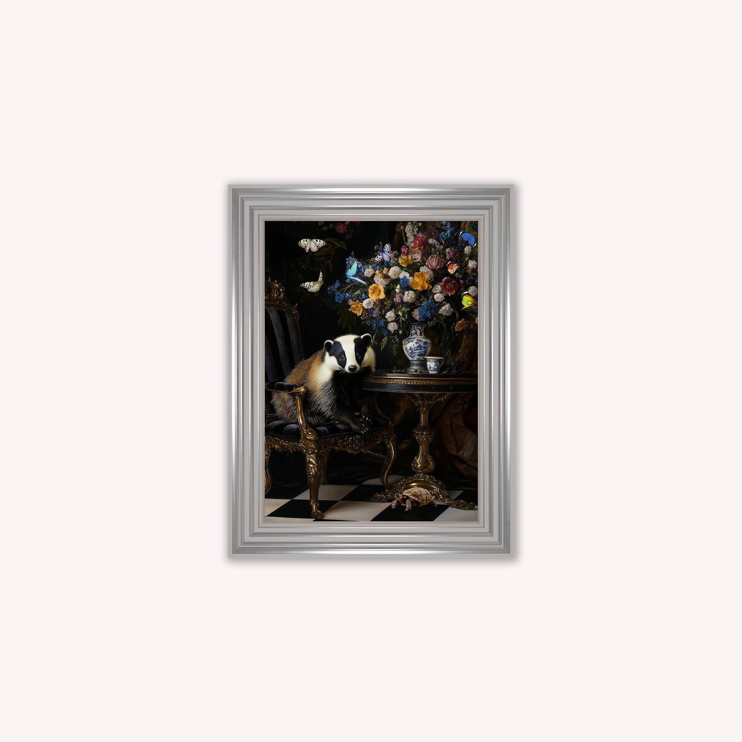 Luxury Velvet Art Print - Stately Home Curiosity Badger Framed Wall Art
