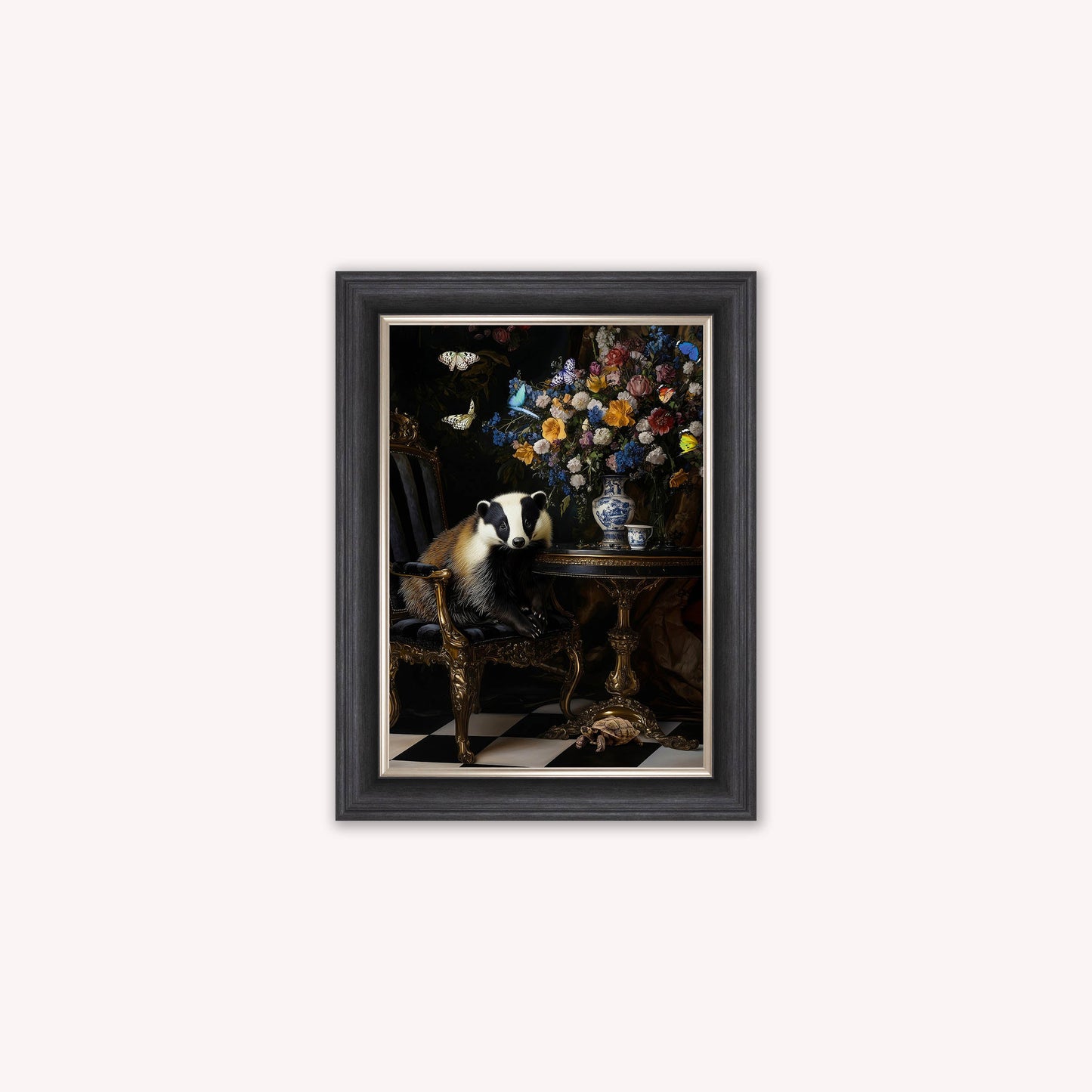 Luxury Velvet Art Print - Stately Home Curiosity Badger Framed Wall Art