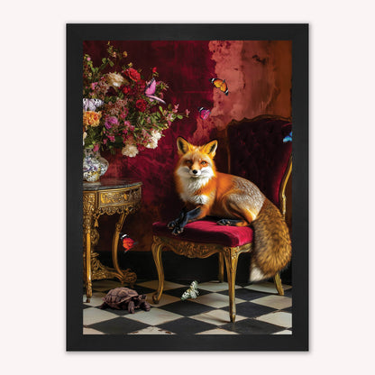 Luxury Velvet Art Print - Stately Home Curiosity Fox Framed Wall Art