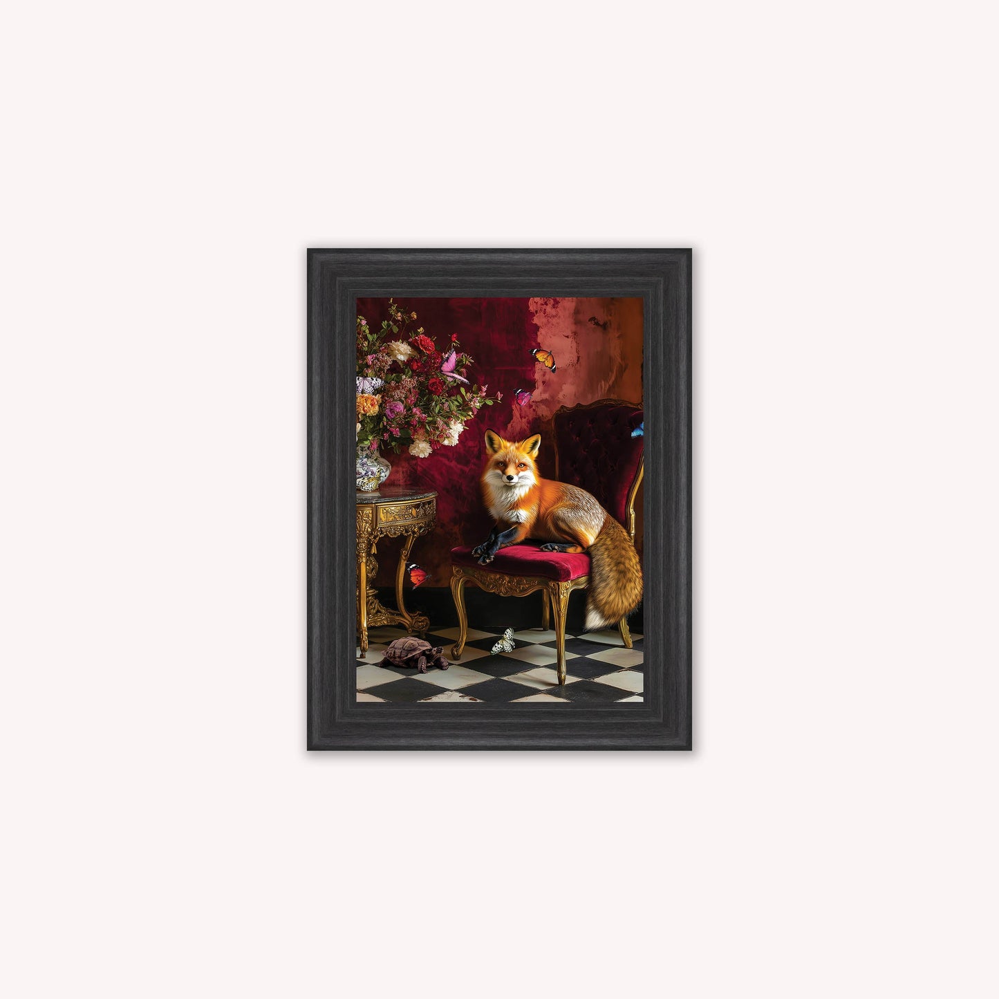 Luxury Velvet Art Print - Stately Home Curiosity Fox Framed Wall Art