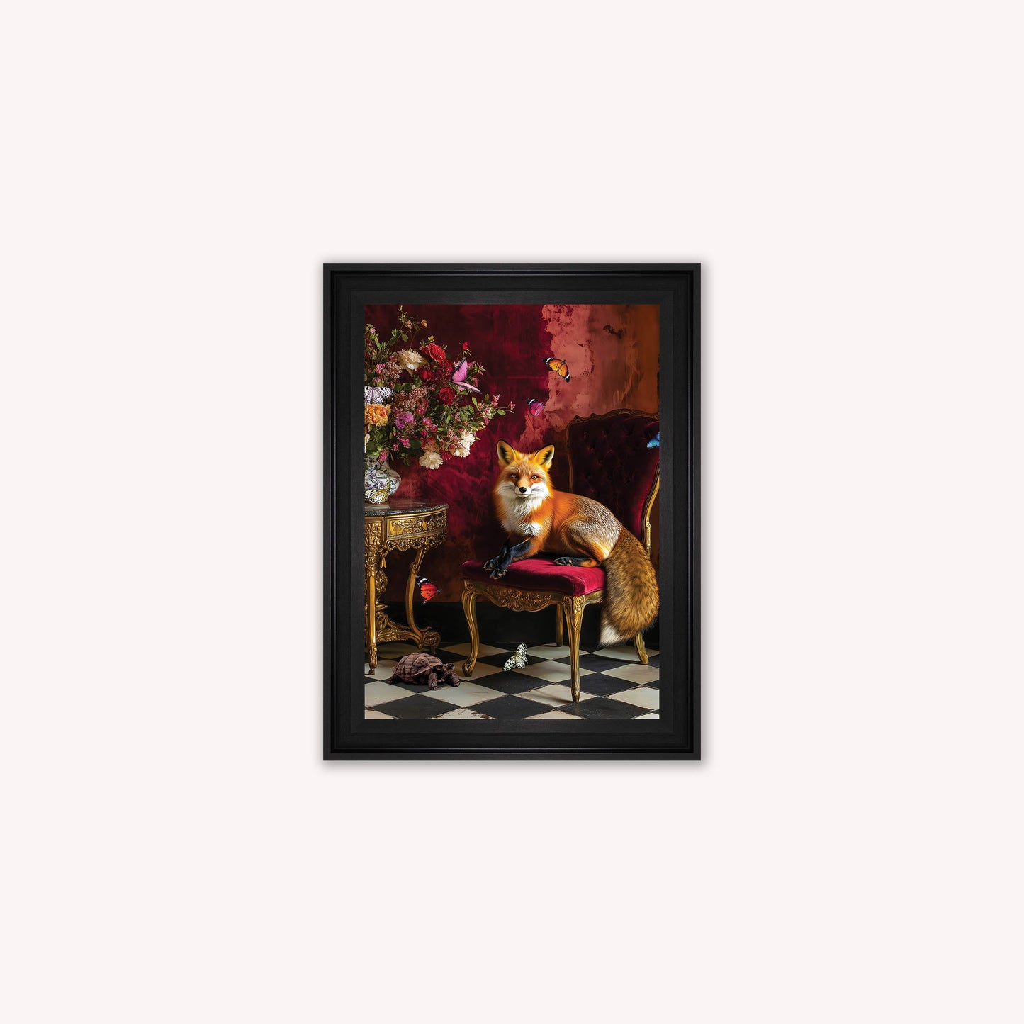 Luxury Velvet Art Print - Stately Home Curiosity Fox Framed Wall Art
