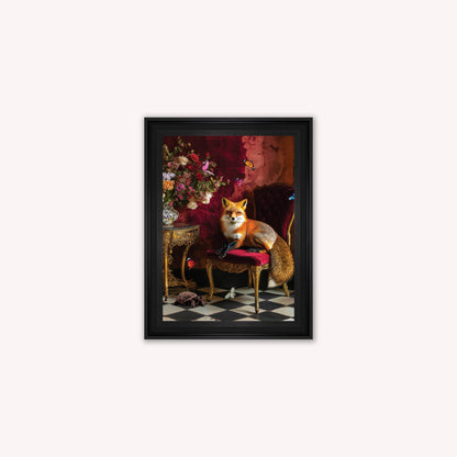 Luxury Velvet Art Print - Stately Home Curiosity Fox Framed Wall Art