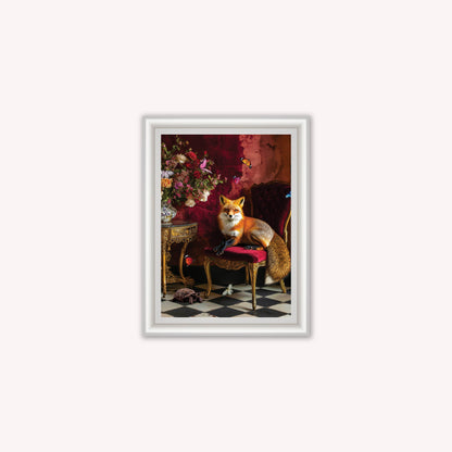 Luxury Velvet Art Print - Stately Home Curiosity Fox Framed Wall Art