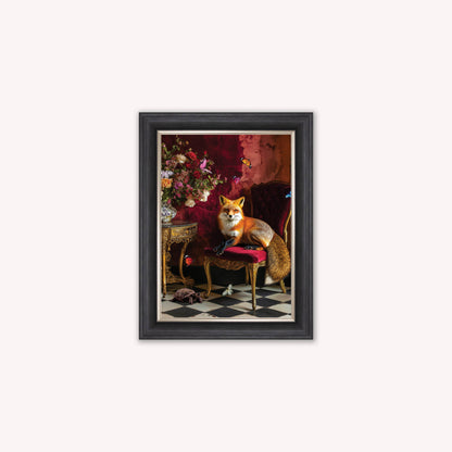 Luxury Velvet Art Print - Stately Home Curiosity Fox Framed Wall Art