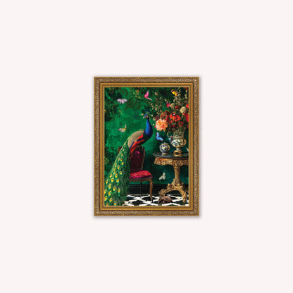 Luxury Velvet Art Print - Stately Home Curiosity Peacock Framed Wall Art