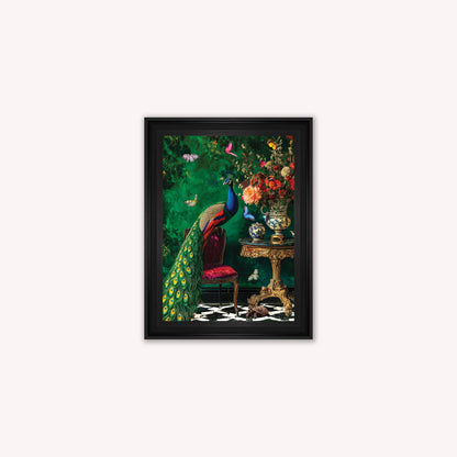 Luxury Velvet Art Print - Stately Home Curiosity Peacock Framed Wall Art