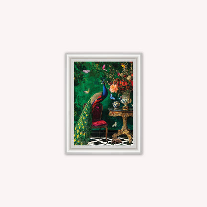 Luxury Velvet Art Print - Stately Home Curiosity Peacock Framed Wall Art
