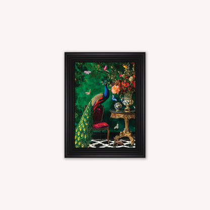 Luxury Velvet Art Print - Stately Home Curiosity Peacock Framed Wall Art