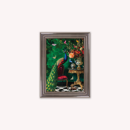 Luxury Velvet Art Print - Stately Home Curiosity Peacock Framed Wall Art