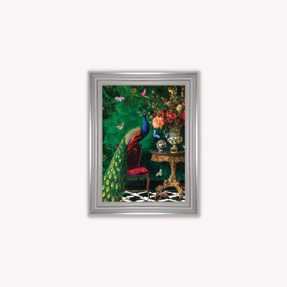 Luxury Velvet Art Print - Stately Home Curiosity Peacock Framed Wall Art