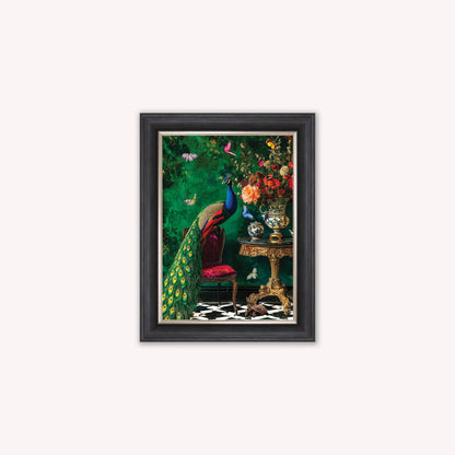 Luxury Velvet Art Print - Stately Home Curiosity Peacock Framed Wall Art