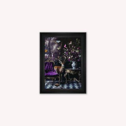 Luxury Velvet Art Print - Stately Home Curiosity Stag Framed Wall Art