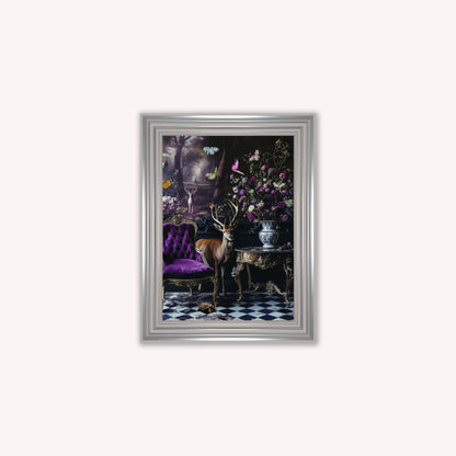 Luxury Velvet Art Print - Stately Home Curiosity Stag Framed Wall Art