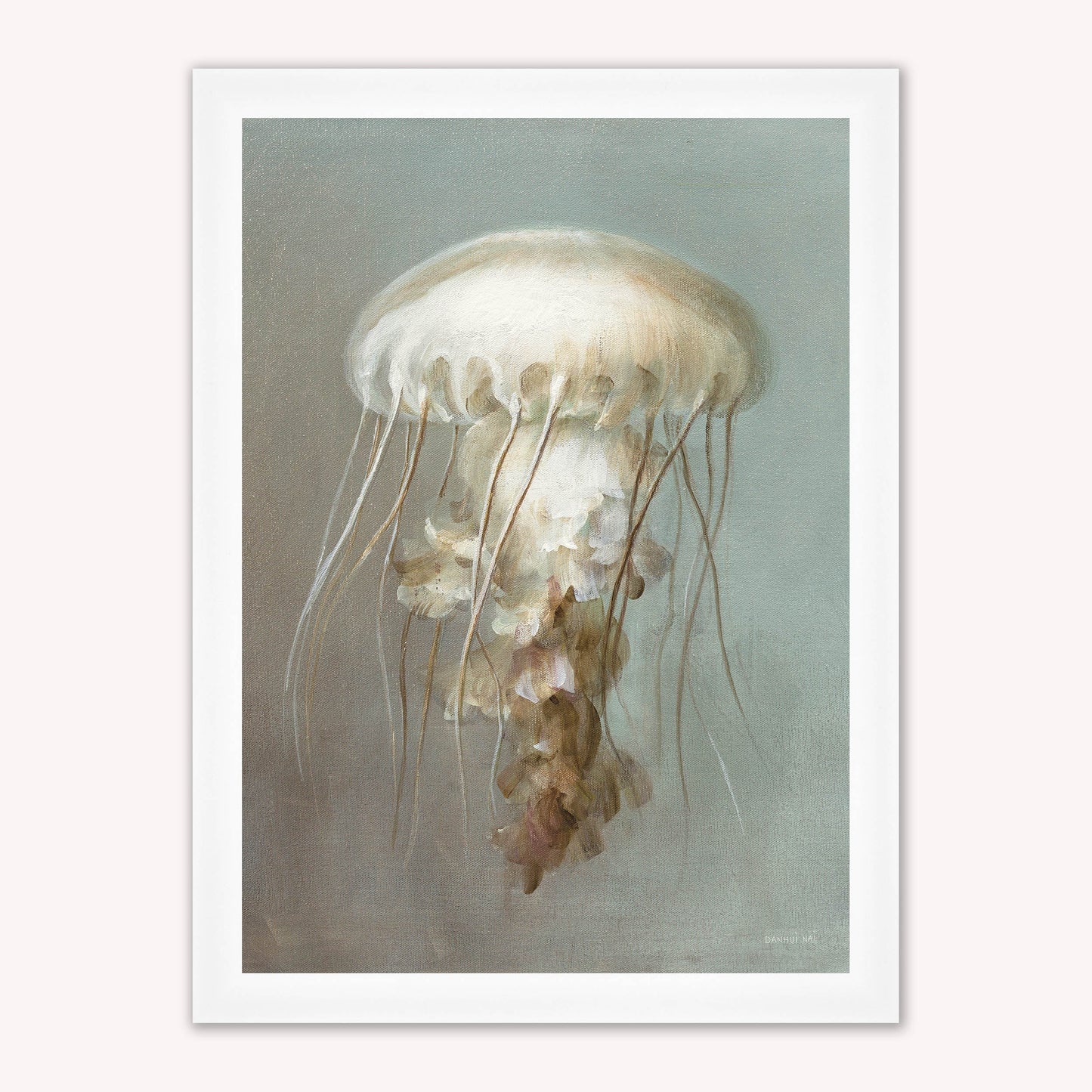Luxury Velvet Art Print - Muted Jellyfish Framed Wall Art