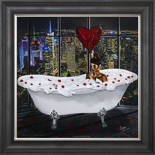 Midnight Love With Rose Petals Framed Wall Art