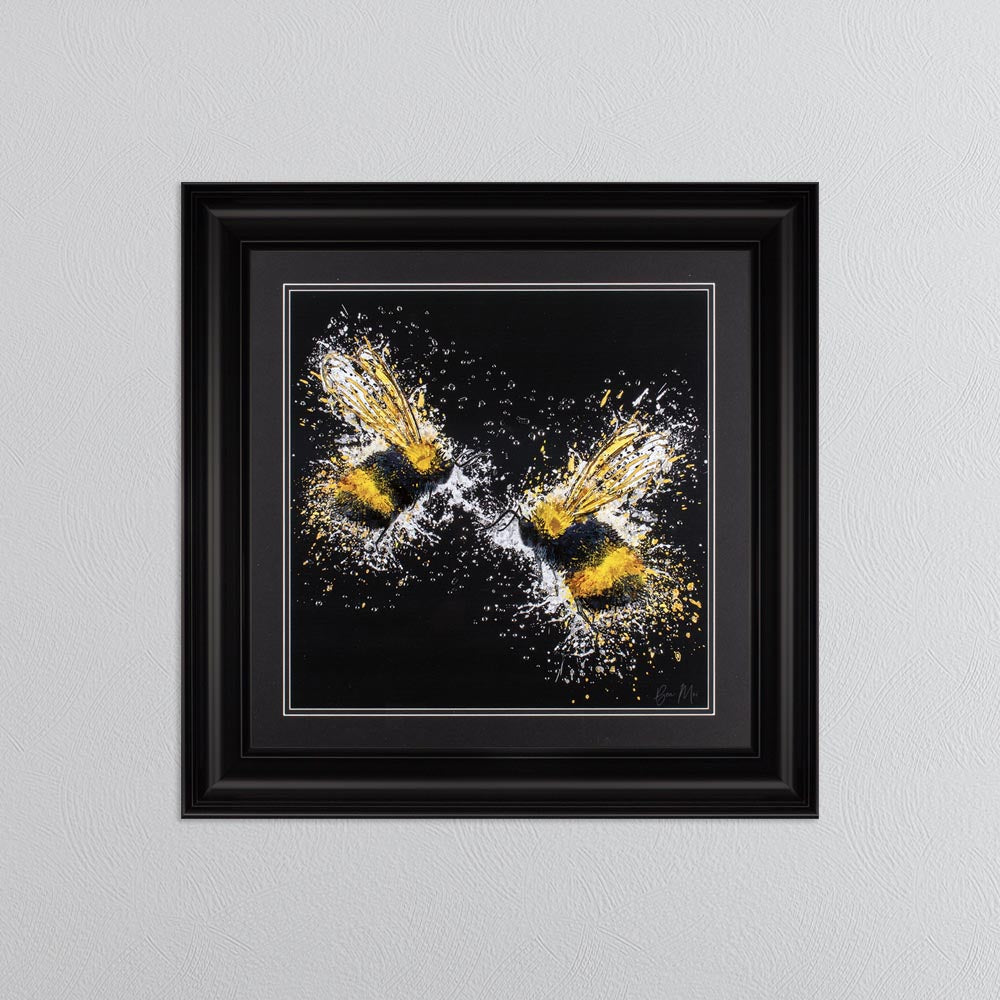 Bee Love (On Black Background) Framed Wall Art