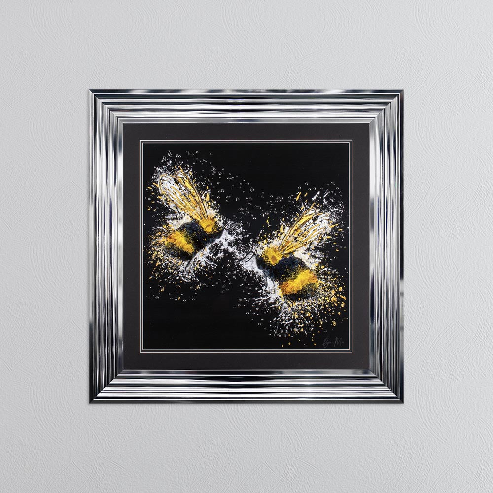 Bee Love (On Black Background) Framed Wall Art