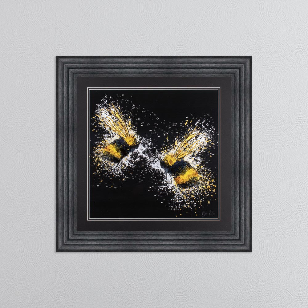 Bee Love (On Black Background) Framed Wall Art