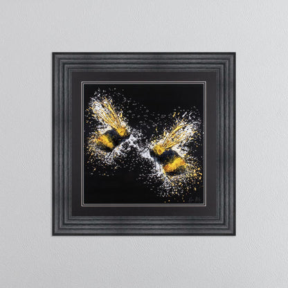 Bee Love (On Black Background) Framed Wall Art
