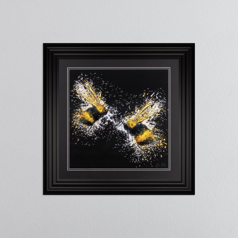 Bee Love (On Black Background) Framed Wall Art