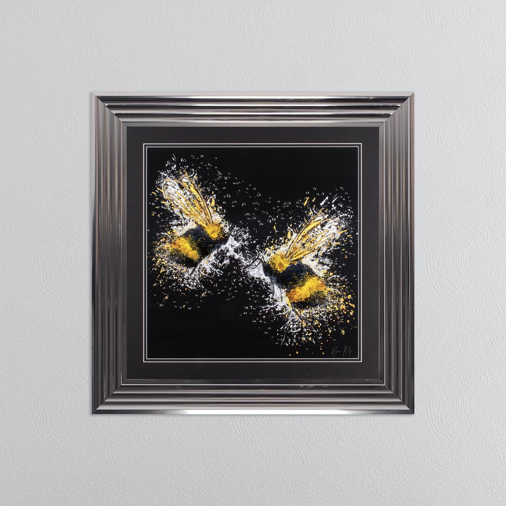Bee Love (On Black Background) Framed Wall Art