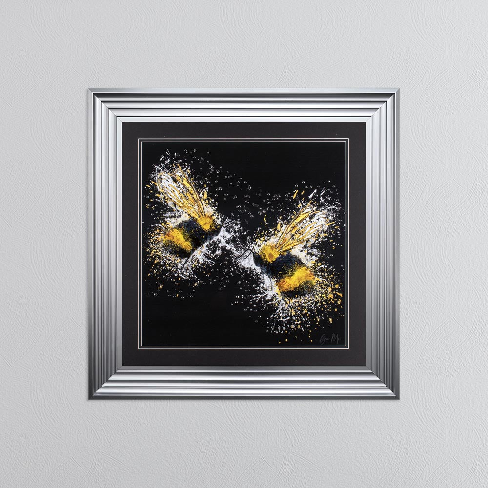 Bee Love (On Black Background) Framed Wall Art