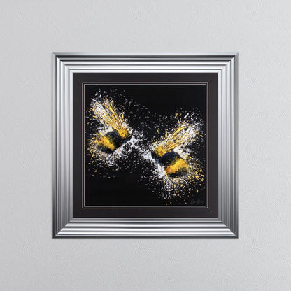 Bee Love (On Black Background) Framed Wall Art