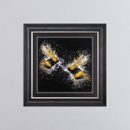 Bee Love (On Black Background) Framed Wall Art
