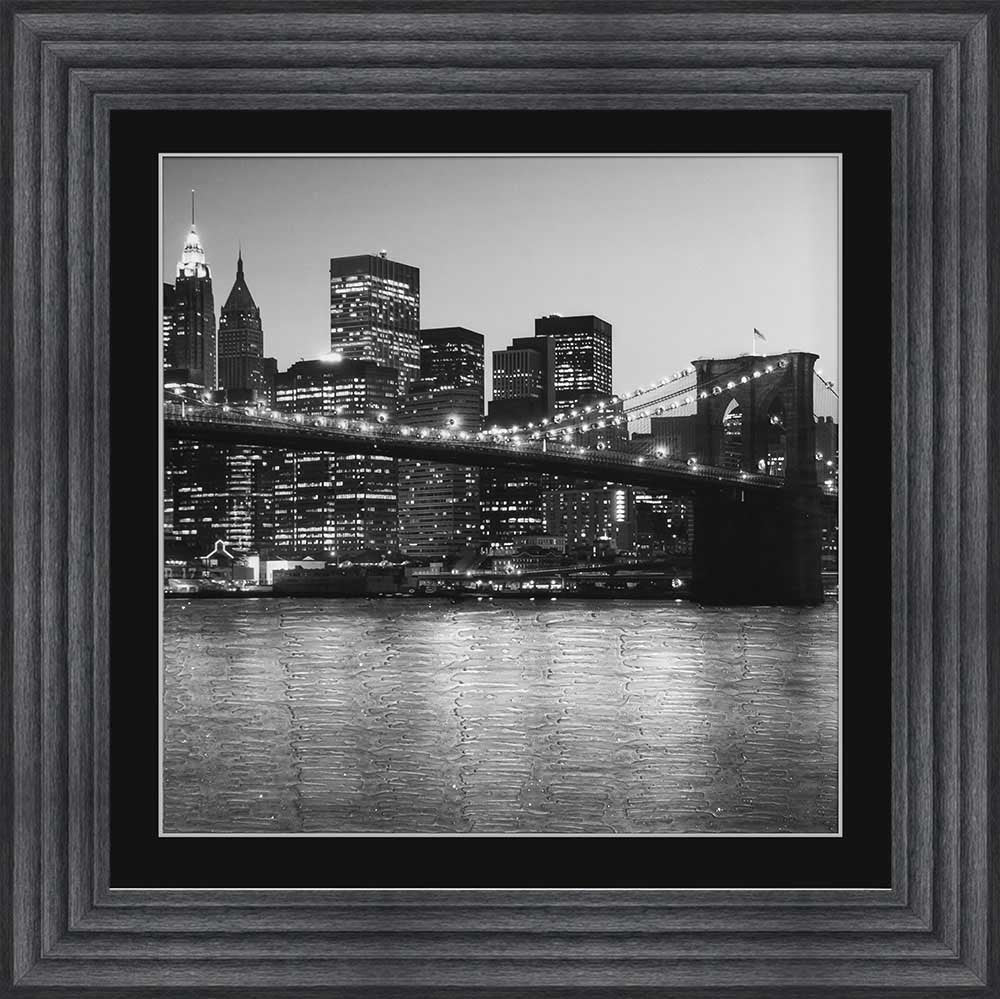 Brooklyn Bridge At Night Framed Wall Art