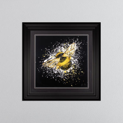 Bumble Bee (On Black Background) Framed Wall Art