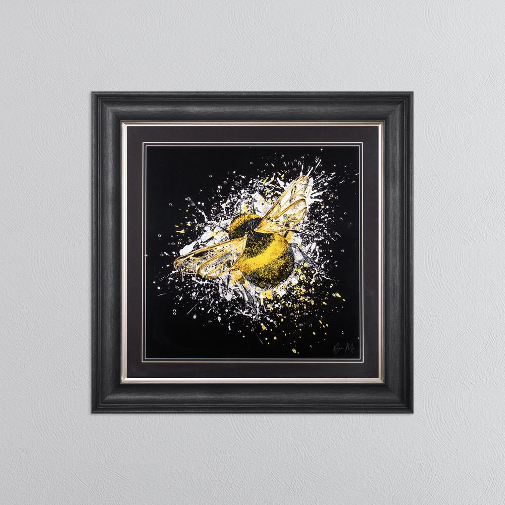 Bumble Bee (On Black Background) Framed Wall Art