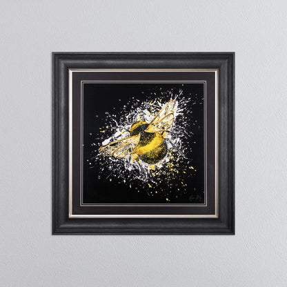 Bumble Bee (On Black Background) Framed Wall Art