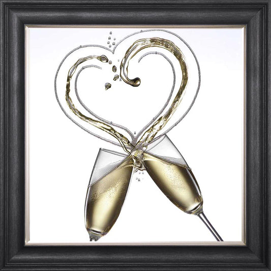 Clinking Champagne Glasses On White Background Framed Wall Art