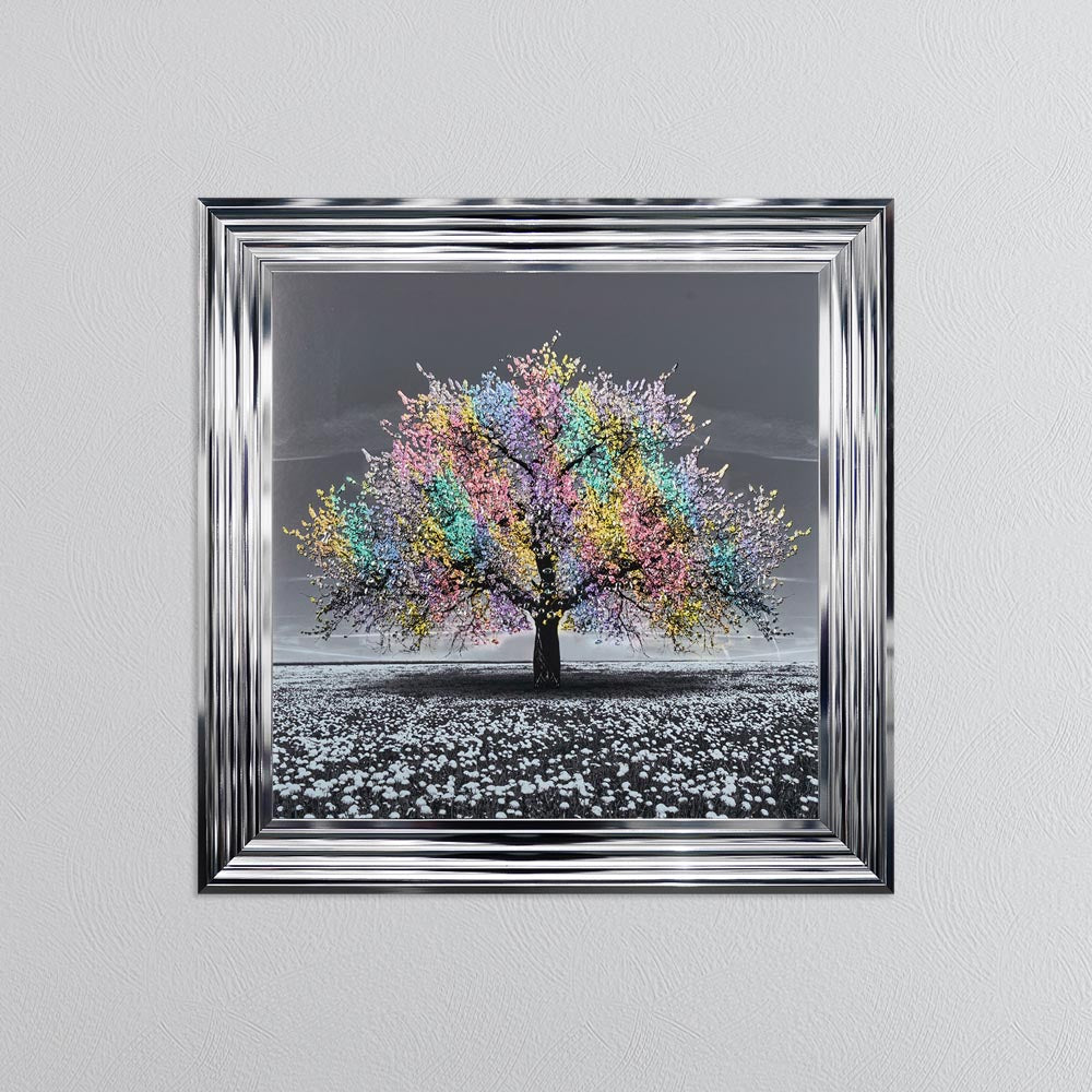 Multicoloured Cherry Tree Framed Wall Art