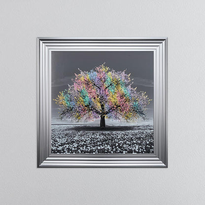 Multicoloured Cherry Tree Framed Wall Art