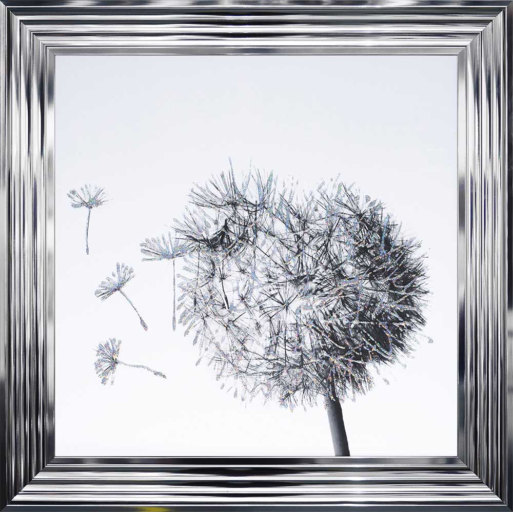 Dandelion Blowing Left Framed Wall Art
