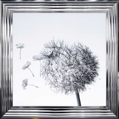 Dandelion Blowing Left Framed Wall Art