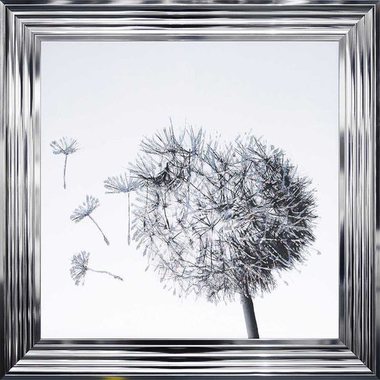 Dandelion Blowing Left Framed Wall Art