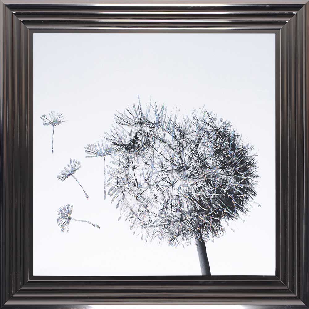 Dandelion Blowing Left Framed Wall Art