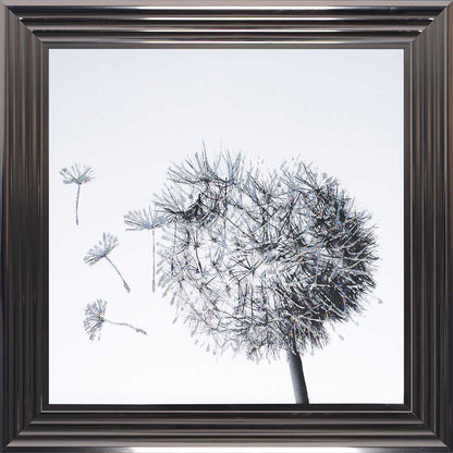 Dandelion Blowing Left Framed Wall Art