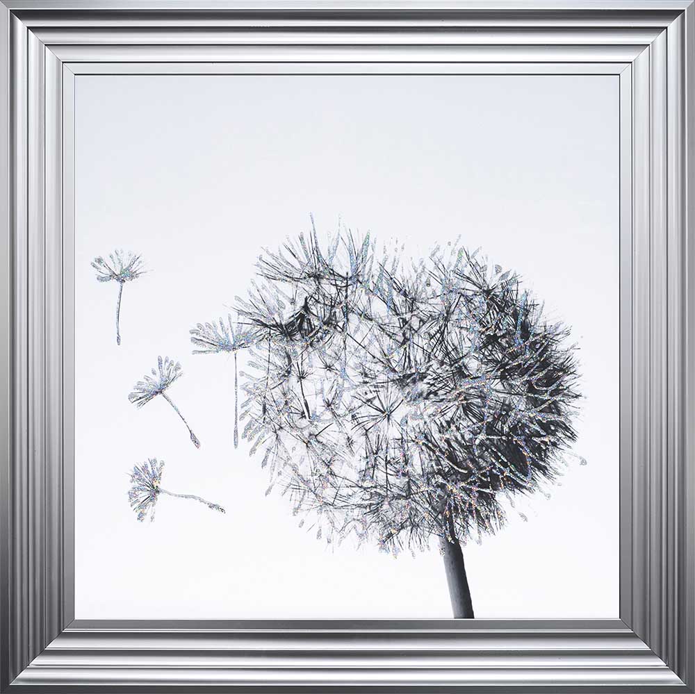 Dandelion Blowing Left Framed Wall Art