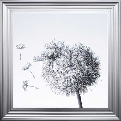 Dandelion Blowing Left Framed Wall Art