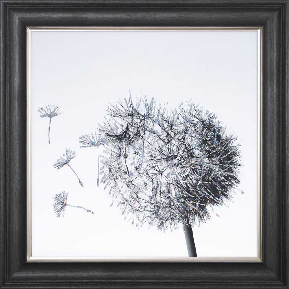 Dandelion Blowing Left Framed Wall Art